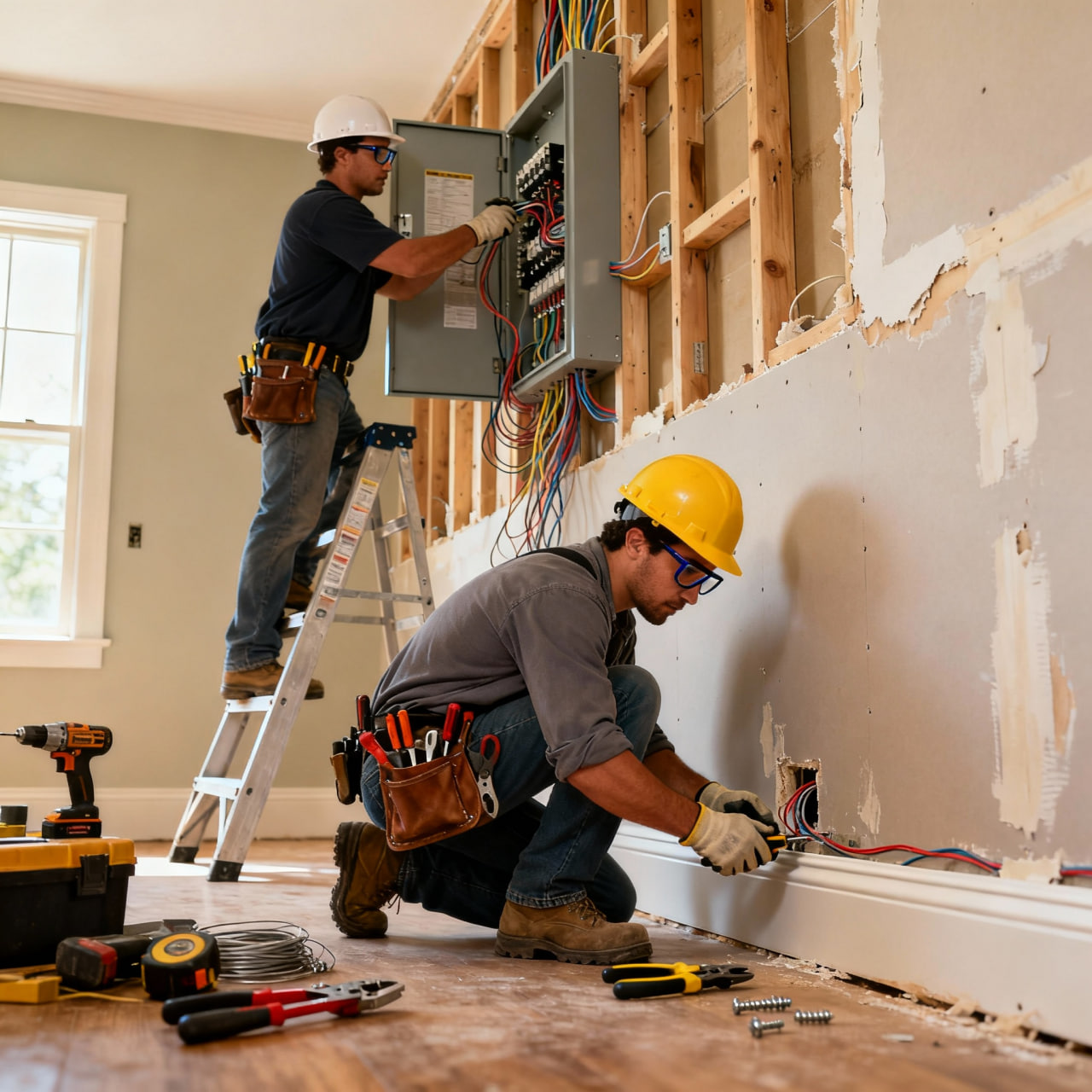 Profesjonell elektriker i Oslo på jobb i hus